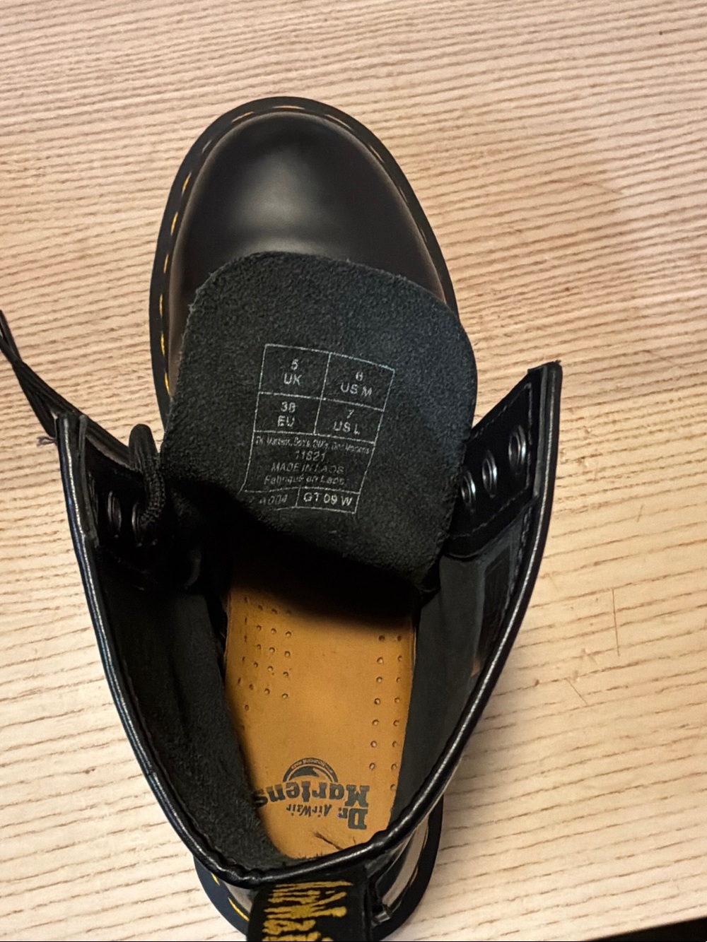 Dr. Martens Black Lace-Up Boots with Yellow Stitching - Picture 4 of 4